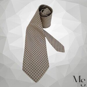 TOM RUSBORG Beige Geometric Luxury Silk Tie Made In Italy W: 3.5" EX COND